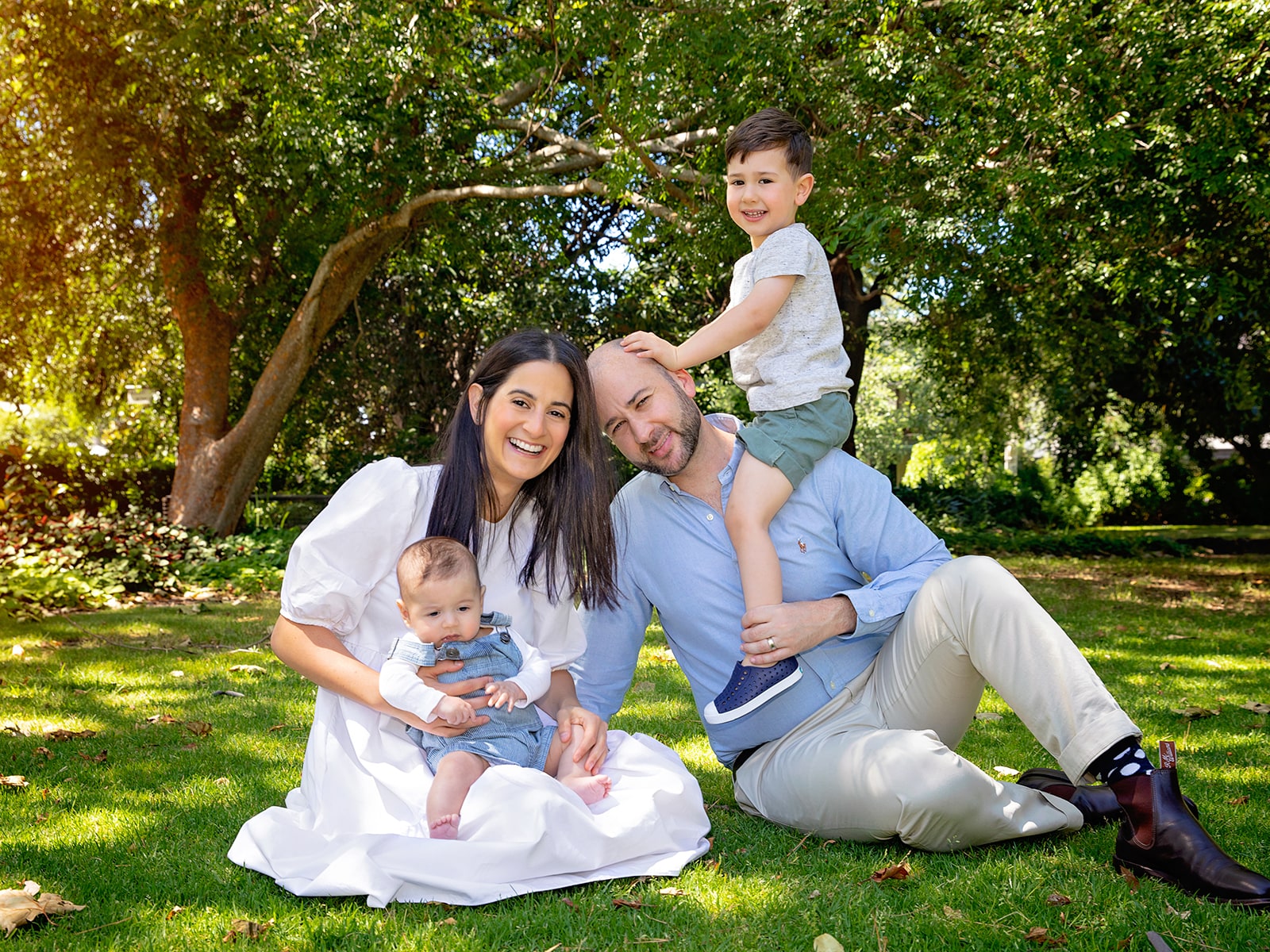 Family portrait session with children outdoors