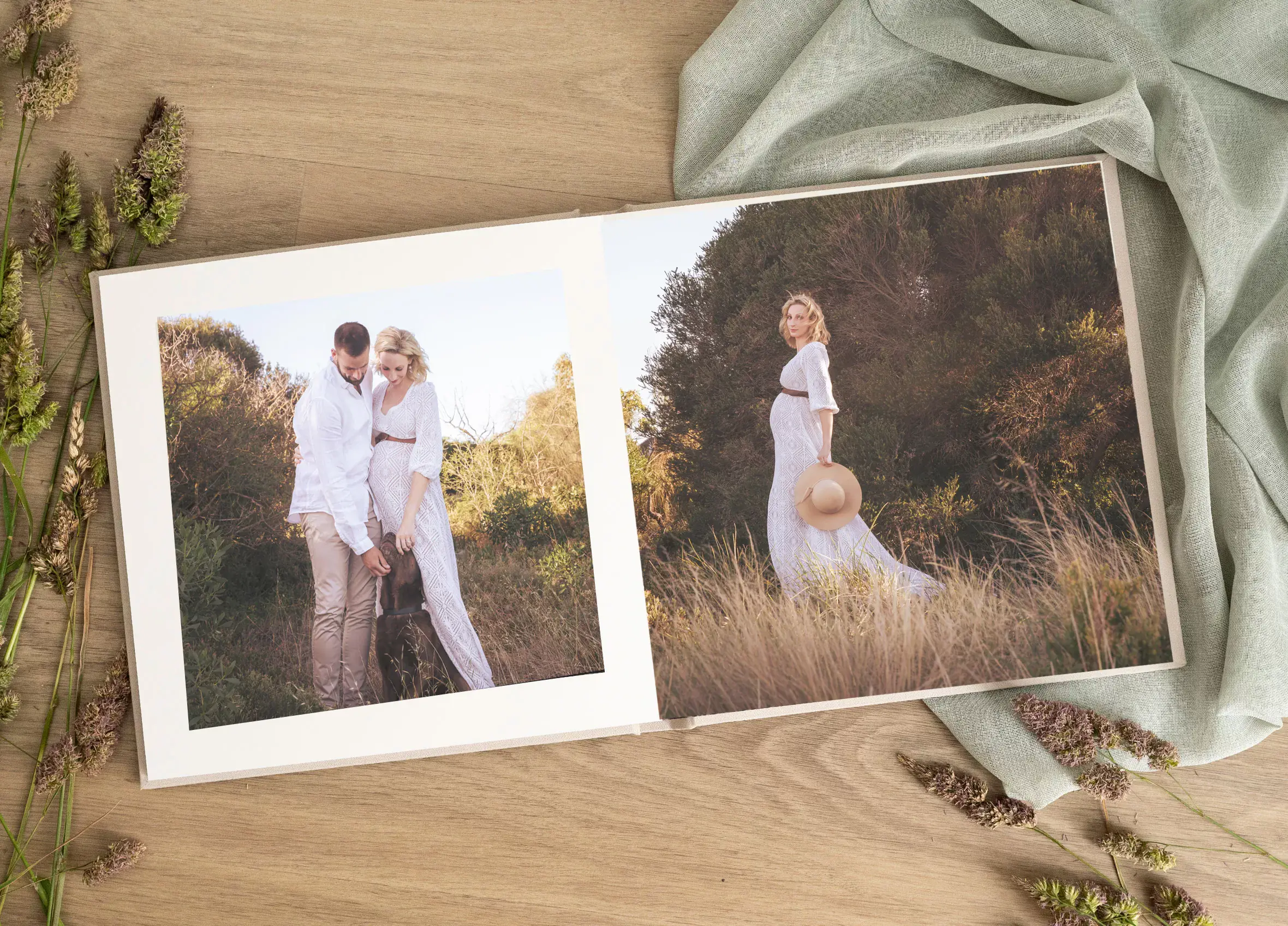 Heirloom album with printed portrait collection